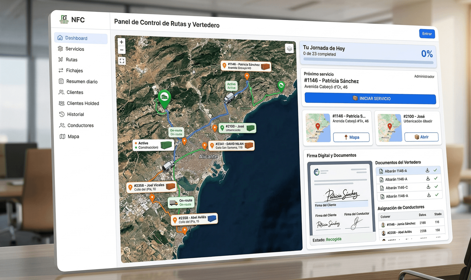 Gestión de rutas y geolocalización de contenedores